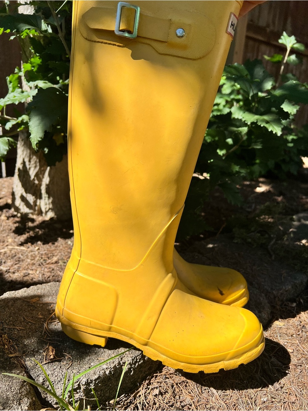Hunter Original Tall Rubber Rain Boots in Vibrant Yellow 7 Model W23499 7F 6M - Picture 10 of 17